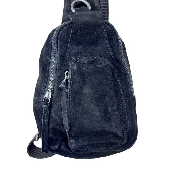 Free People Hudson Sling Bag Black Suede Crossbody Backpack One Size - Picture 3 of 9